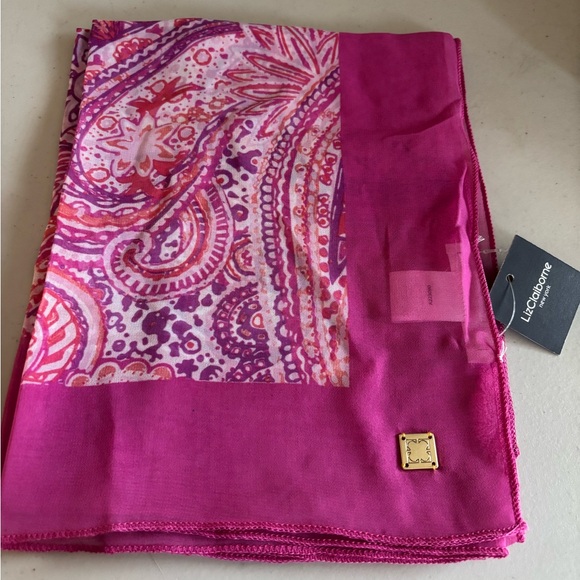 Liz Claiborne Vibrant Pink and Purple Scarf - Picture 1 of 6